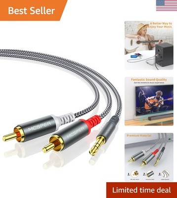 RCA to 3.5mm AUX Cable, 6.6 Feet 3.5 mm 1/8 to RCA 2-Male Headphone Jack Adap...