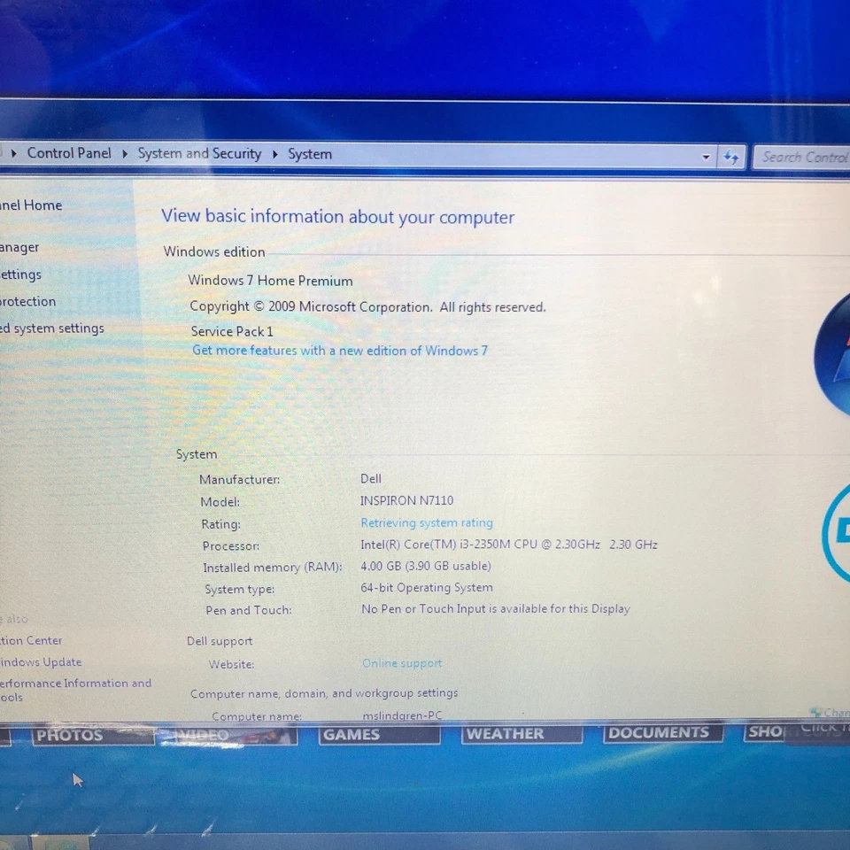 Dell Inspiron N7110 Retro Gaming Laptop i3-2350M 2.30GHz 4GB RAM (Windows 7) - Image 2 of 4