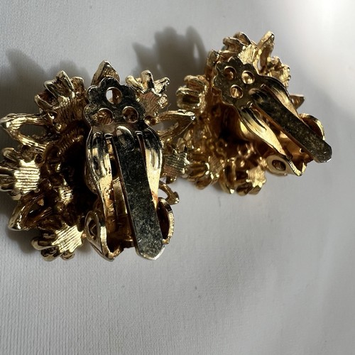 Vintage Faux Pearl Turquoise Rhinestone Gold Tone Costume Estate Earrings - Bild 7 von 10