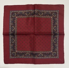 Handkerchief Men Vintage Red Silk Art Paisley Suit Pocket Square 14.5  