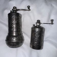 Spice Grinder Mill Vintage Turkish Hand Crank Pepper Grinder Set Of 2
