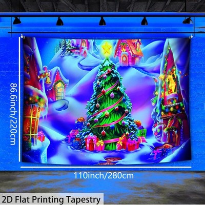 1pc Extra Large Christmas Tapestry - Glow-in-the-Dark UV Light Effect, 126x94.5