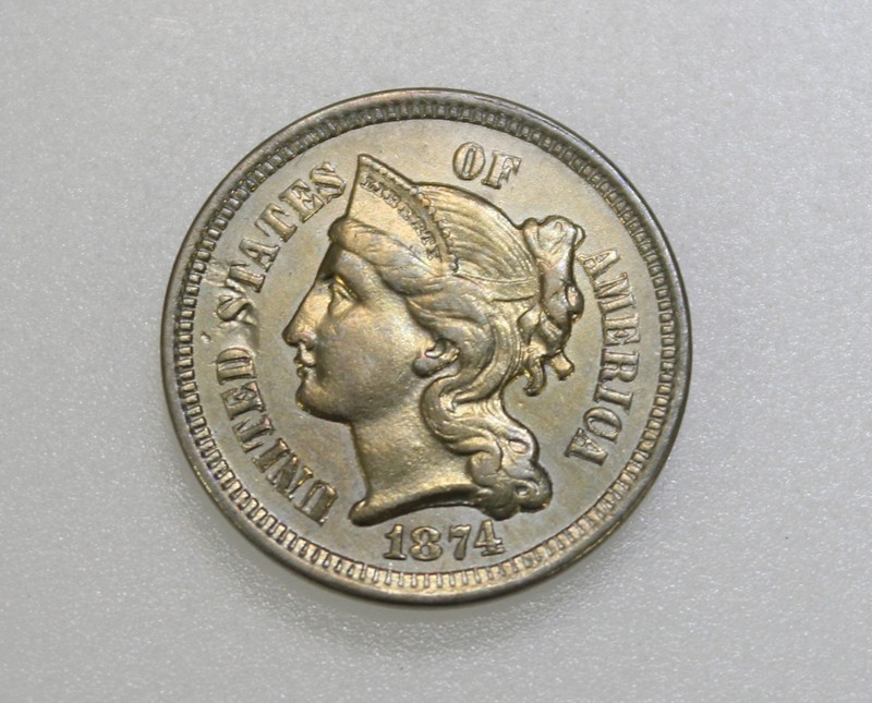1874 3C THREE CENT NICKEL