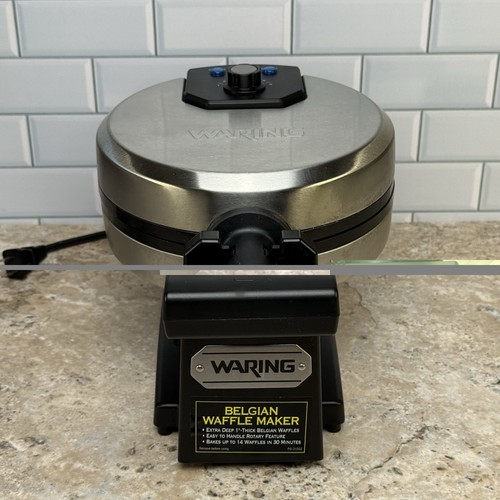 Waring Belgian Waffle Maker WMK200 Stainless Steel Rotating Tested and Works