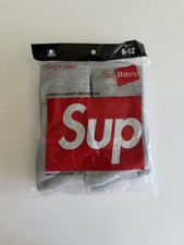 Supreme Hanes Crew Socks 4 Pack Size 6-12US Grey Brand New Fast Shipping