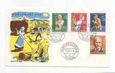 Saarland Brief Mi 441 - 444 Saarbr&uuml;cken 01.10.58 FDC Ersttag Wohlfahrt 1958