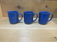 3 Longaberger Pottery Woven Traditions 12oz Coffee Mugs Cornflower Blue.