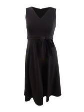 Calvin Klein Women's Shoulder Embellished Belted Dress