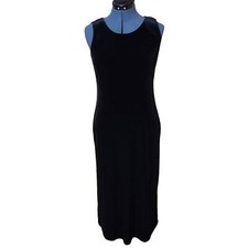 Karin Stevens velour vintage black shift dress 10P