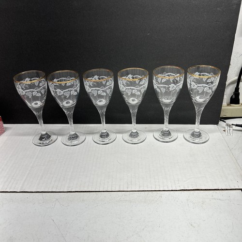 Vintage Home Essentials Hand Decorated 24 KG Ring 6 Pc Wine Goblets - Picture 6 of 12