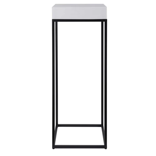 UTTERMOST 24935 GAMBIA WHITE MARBLE AGED BLACK STEEL BASE MODERN PLANT STAND - Picture 2 of 5