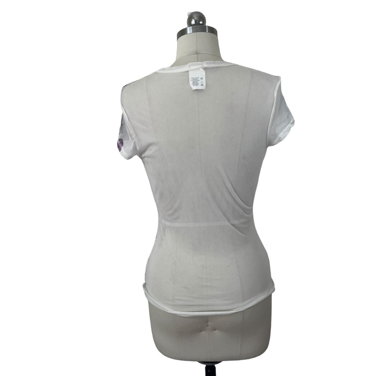 Maurices Cyber Y2K Top Womens Medium White Purple Mesh