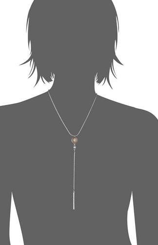 Lucky Brand 2 Tone Silver & Gold Lariat w/ Pearls Drop Necklace - Picture 3 of 9