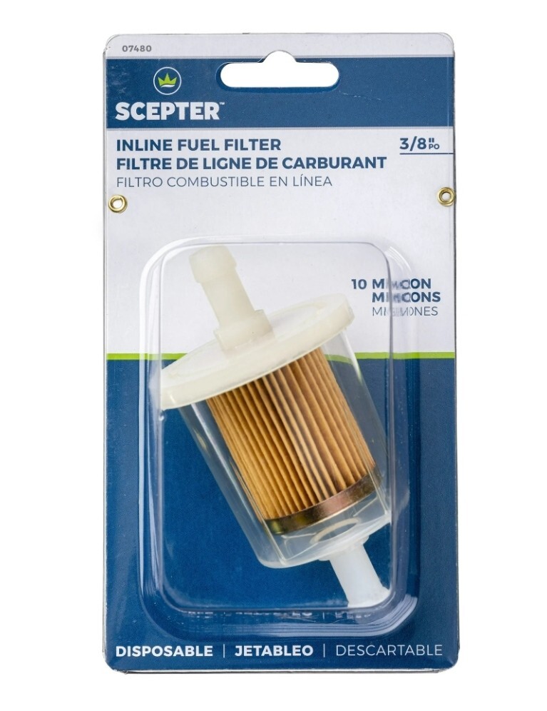 SCEPTER OUTBOARD Boat Engine Inline Fuel Filter. 10 MICRONS. 3/8