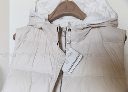 Brunello Cucinelli Women's Vest Monili trim Jacket Puffer Down Hooded 42 M - Picture 7 of 9