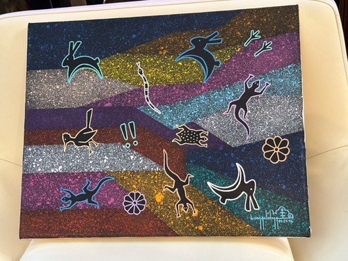 RICHARD LOMAWINMA DAWAVENDAWA HOPI Acrylic Original PAINTING ON CANVAS 16" X 20" - Picture 2 of 4