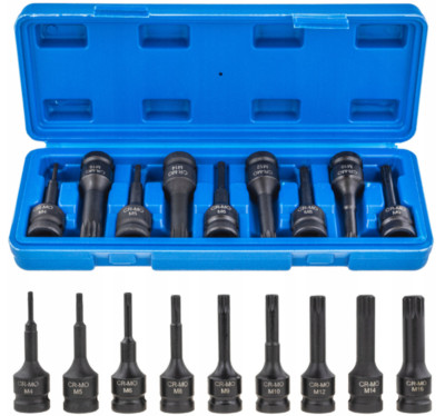 Steckschlüssel Satz Innen Veizahn Spline 12-kant Stecknüsse Nüsse M4-M16 1/2''
