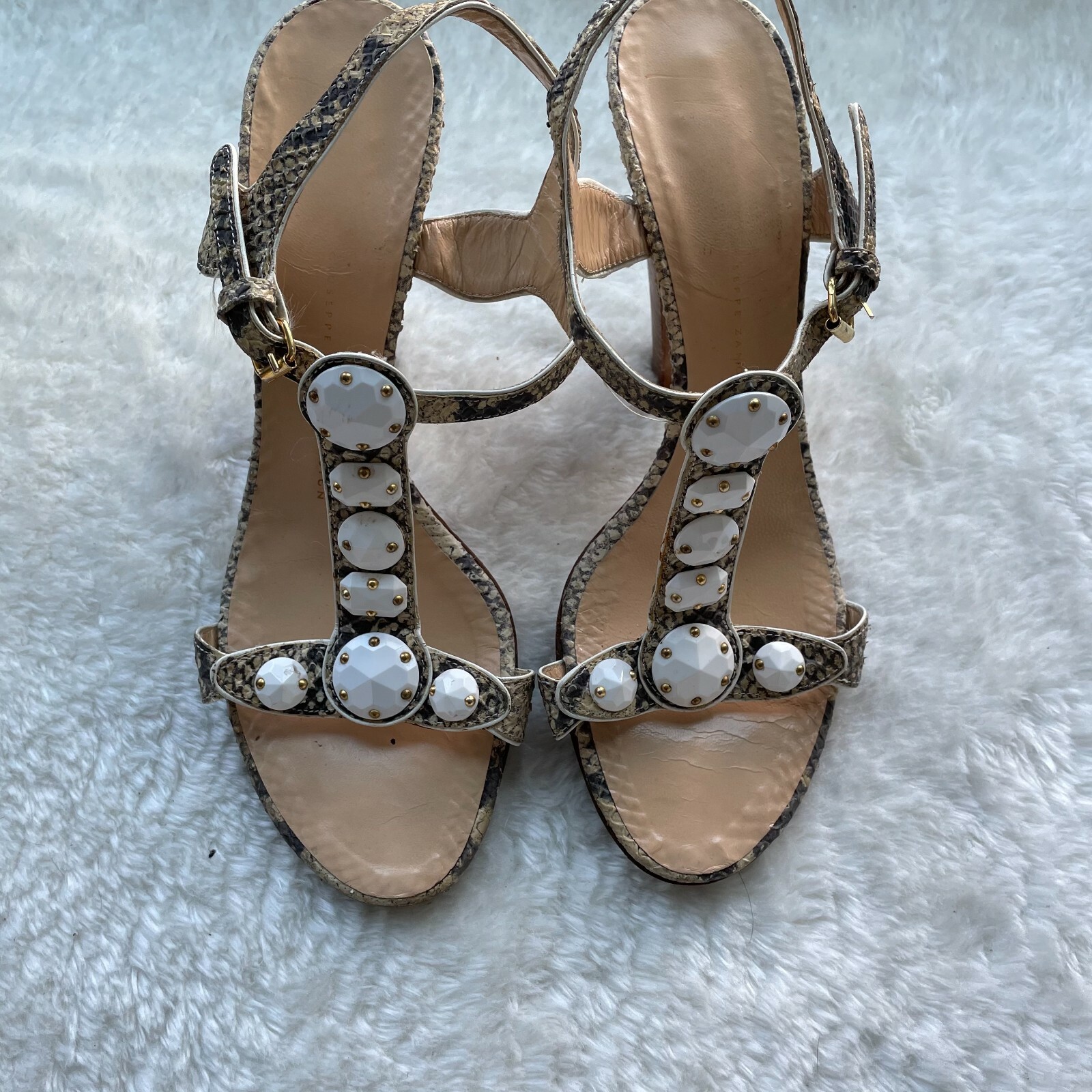 Giuseppe Zanotti Design Python Encrusted Heels 38… - image 3