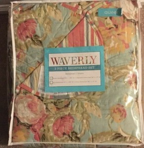 Waverly Spring Bling Vapor 3 Piece Reversible Queen Bedspread Set