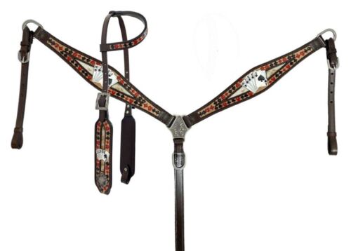 Showman 'Royal Flush' One Ear Headstall and Breast Collar Set - Picture 1 of 4