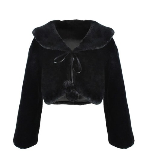 Plush Princess White Faux Fur Coat Shoulder Cape Dress Shawl Wraps Stole Warm - Picture 26 of 28