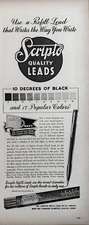 1943 Scripto Quality Leads Vintage B&W Print Ad, Army & Navy