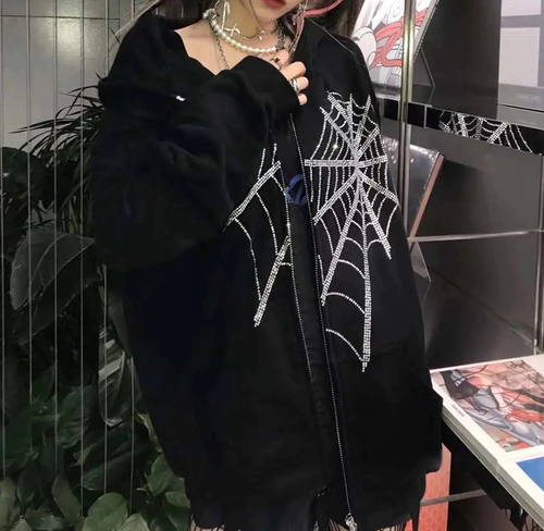 Gótico Punk Spider Web Mujeres con Grunge Academia oscura Chaqueta Abrigo | eBay