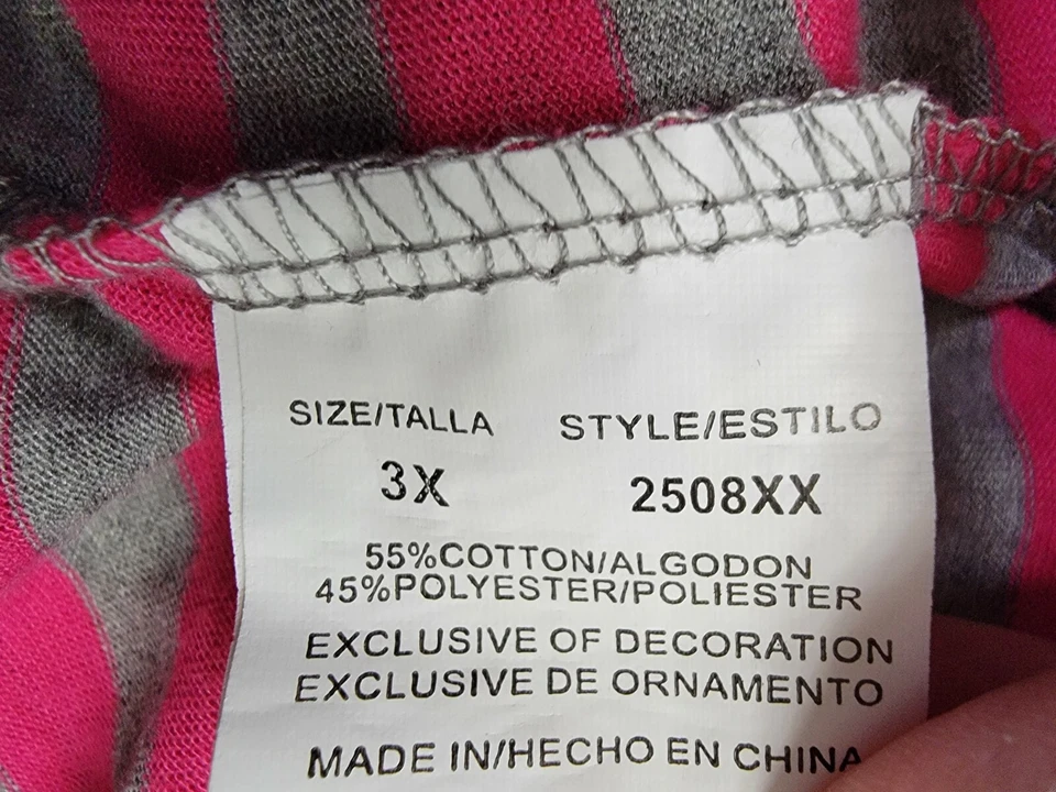 Cárdigan camisa top blusa Just Love para mujer talla 3X rosa gris a rayas Foto 3 de 4