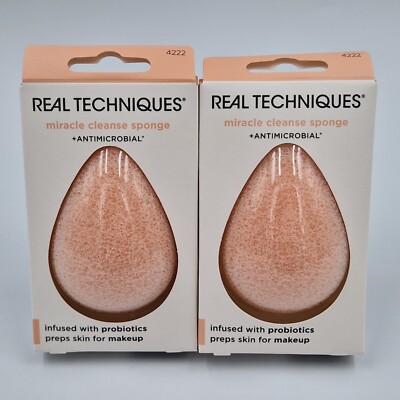 2 Stück Real Techniques Miracle Cleanse Sponge Antimicrobial Schwamm