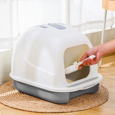 Large Hooded Cat Litter Tray Litter Box Self Cleaning Anti-Odor Enclosed Cat Pan
