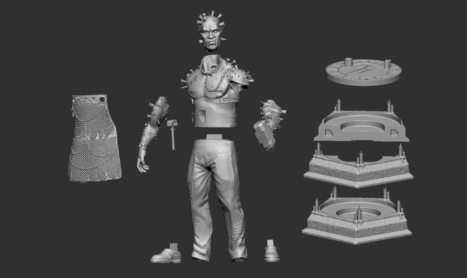 Anime Hades Hold a Cerberus dog stand Resin 3D Print GK Kit Figure