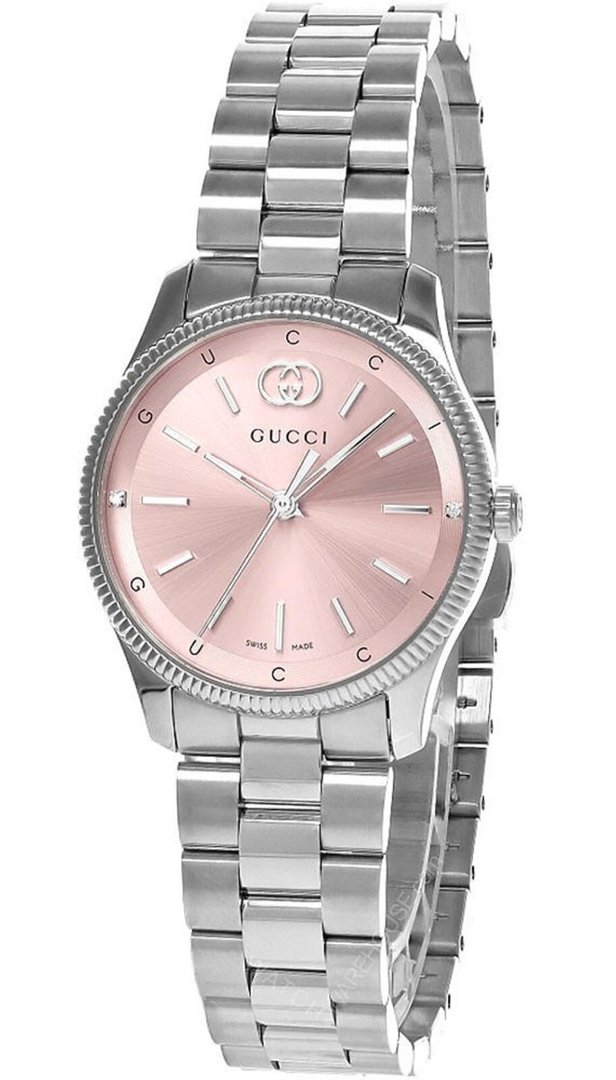 Gucci G-Timeless 29mm Pink Dial Steel Women's Watch YA1265061 | eBay