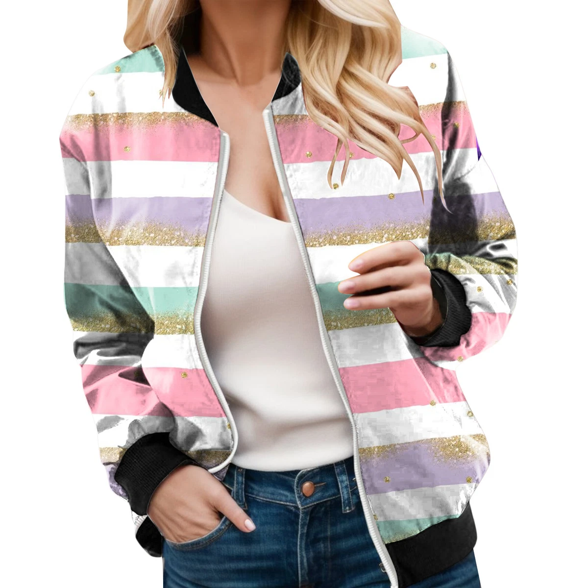 Tan Fall Jacket for Women Womens Casual Daily Jackets Lightweight Zip Up Jacket