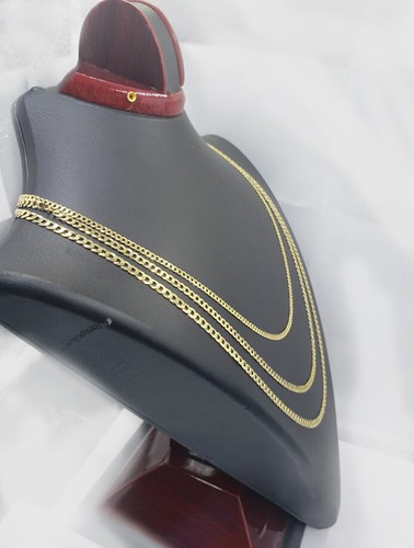 Solid 14k Yellow Gold Chain Necklace Cuban Curb Link Men Ladies 2-4mm 18-28 Inch - 第 5/7 張圖片