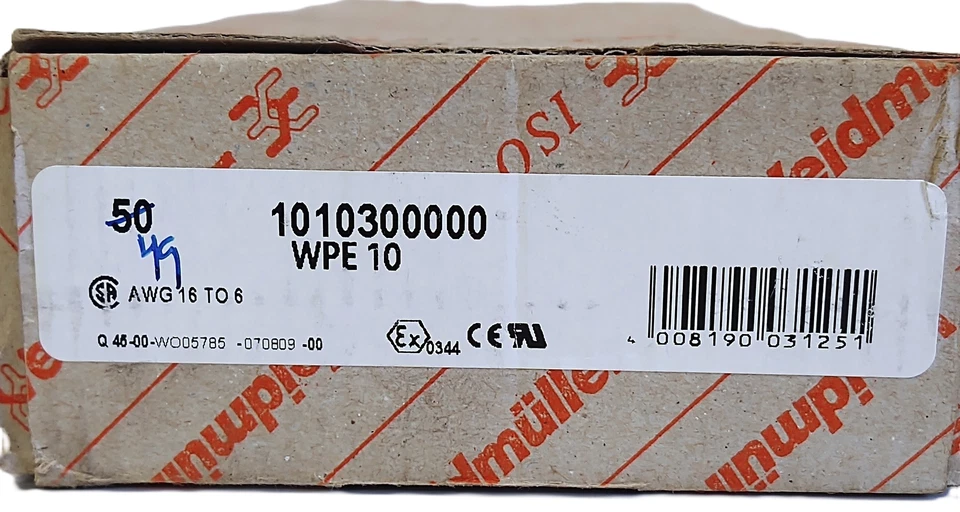 Weidmuller 1010300000 WPE 10 Terminal Block - Image 2 of 3