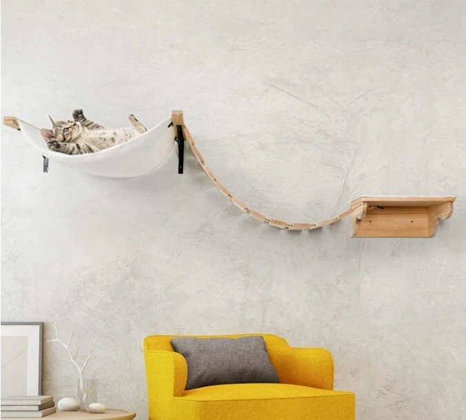KOOPRO Cat Hammock Shelves Wall Bed Wooden Cat Perch