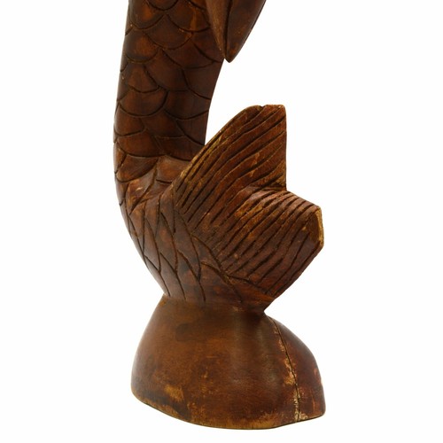 Vintage HAND-CARVED HARDWOOD MERMAN WALL-HANGING 25" Wood Man/Fish Statue UNIQUE - Picture 8 of 12