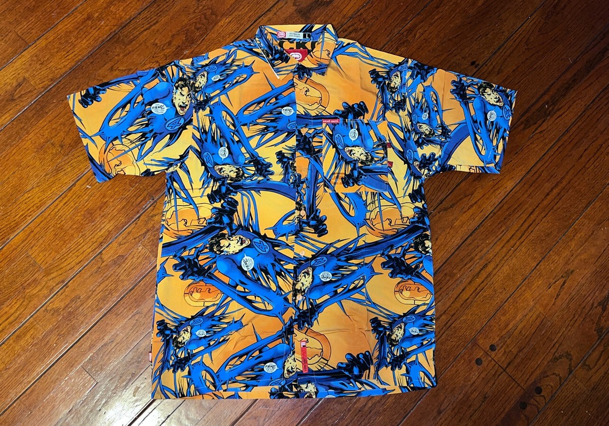 Vintage 2000 Ecko Complex Marvel FANTASTIC FOUR 4 Button Up Shirt 