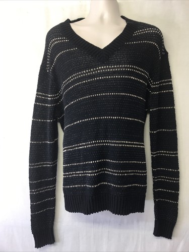 Men’s John Varvatos jacquard stripe Knit Long Sleeve V-Neck Sweater Size M - 第 5/12 張圖片