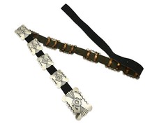 Navajo Concho Belt .925 Silver Hand Stamped Artist Mike Begay C.80's