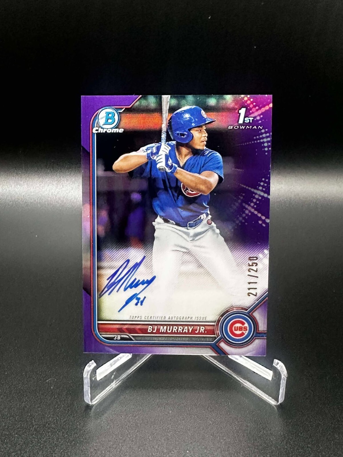 2022 Bowman Chrome 1st Auto - True Purple Refractor #'d/250 BJ Murray Jr - Cubs