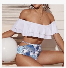 Two Piece High Waisted Bikini Set Swimsuit Breezy Palm S