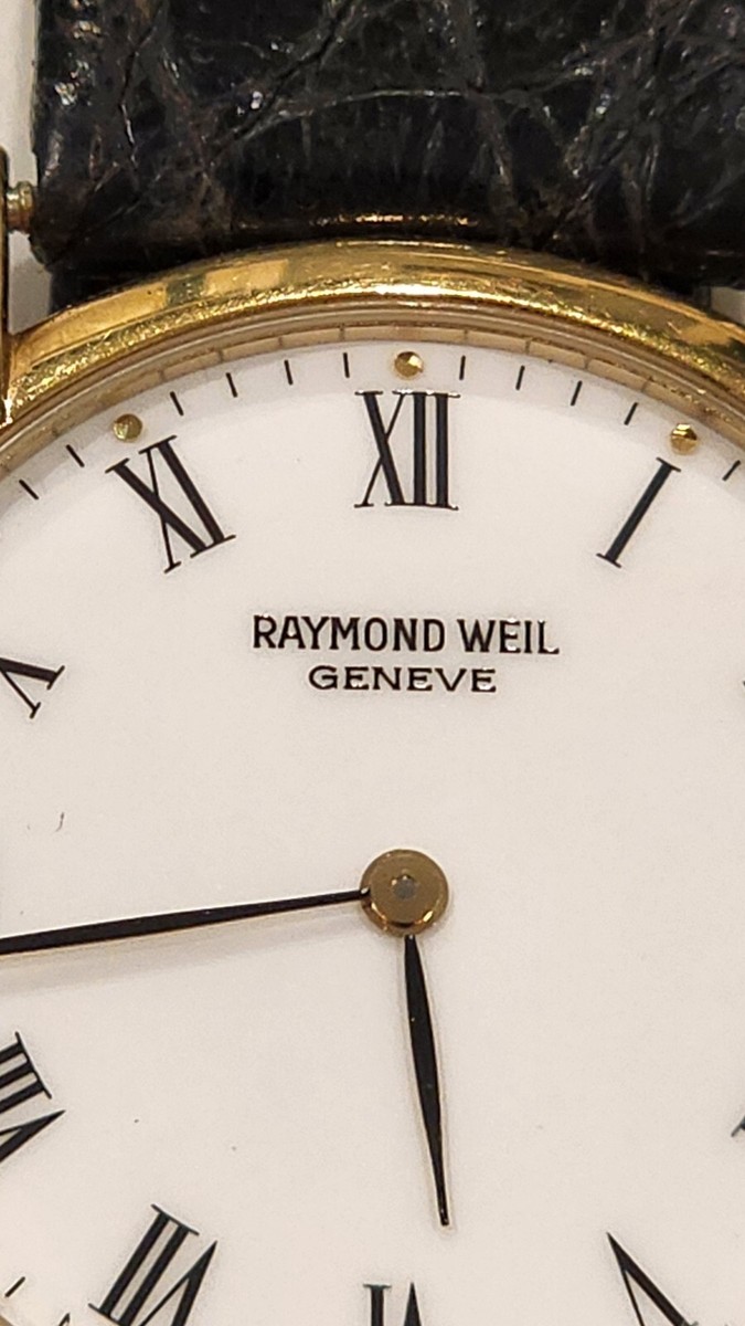 Raymond Weil 18k Gold Electroplated Watch 34mm Leather Strap 10M