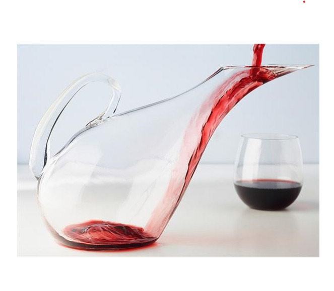 DECANTER CARAFFA PER VINO ROSSO CURVO COLLO TONDO SOMMELIER ...