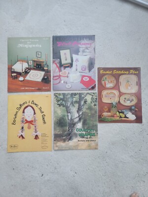 VTG Counted Cross Stitch Pattern Books, Lot of 5 Instruction Books 1978 - 1983