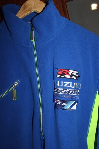 Vintage Suzuki MotoGP Team Fleece Jacket Ecstar Neon Yellow - size XL - Picture 2 of 6