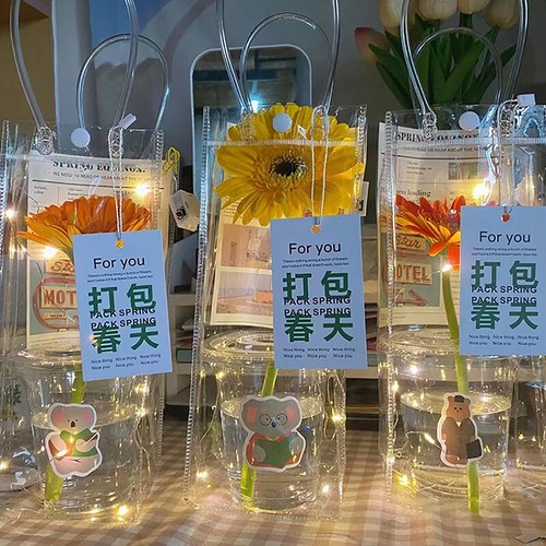 PVC Flower Bag Stall Flower Bag Transparent Tote Bag DIY Single Flower Packag-jy - Photo 8/12