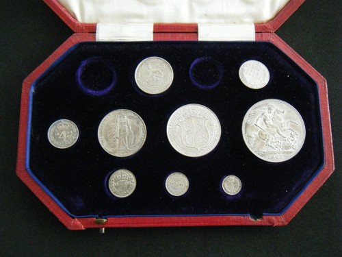 1902 EDWARD VII SILBER MATT PROOF 9 KURSMÜNZENSATZ - CROWN TO MAUNDY 1d MIT BOX. - Bild 4 von 7