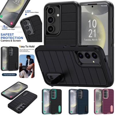 For Samsung Galaxy S24/S24+/Ultra 5G Rubber Case Mini Kickstand 3in1 Layer Cover