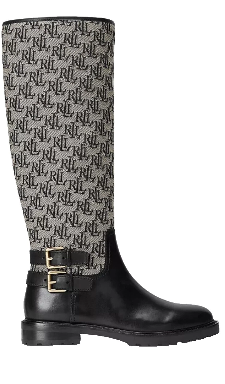 Ralph Lauren Leather Upper Black Boots for Women